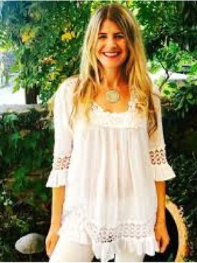 Cute Options BOHO Cotton Beach Cover up Dress Blouse Crochet Lace Size Medium